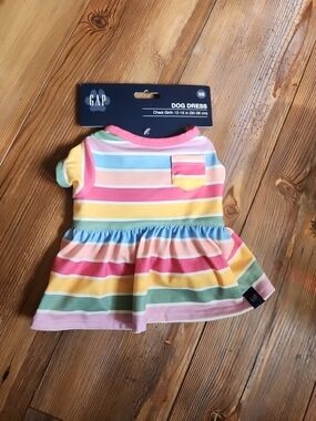 GAP XS Striped Pastel Dog Dress - Pink, Yellow, Blue, Green
